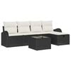 vidaXL Gar&eth;s&oacute;fa sett me&eth; p&uacute;&eth;i me&eth; geymslu 6 pcs Svartur Poly rattan