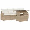 vidaXL Gar&eth;s&oacute;fa sett me&eth; p&uacute;&eth;i me&eth; kodda 5 pcs Drapplita&eth;ur Poly Rattan