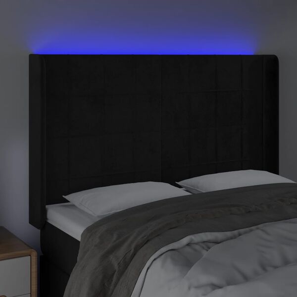 vidaXL LED H&ouml;f&eth;agafl 147x16x118/128 cm Svart Flauel