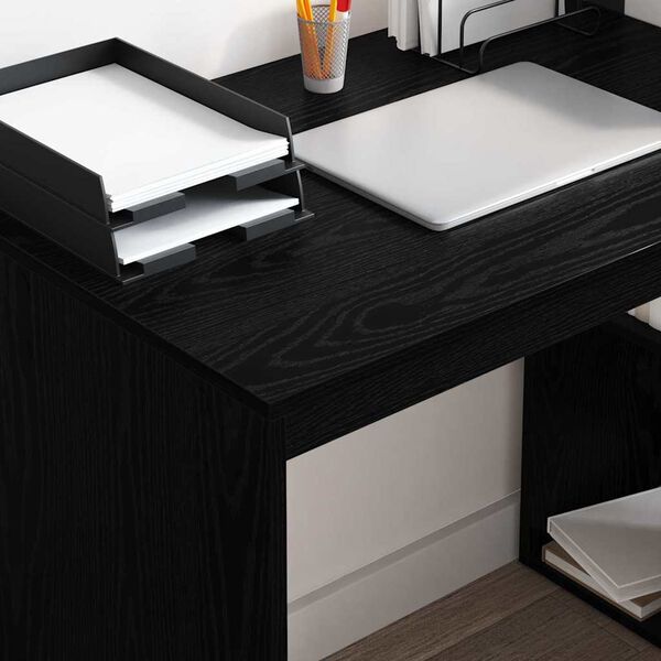 vidaXL Skrifbor&eth; Svartur Eik 108 x 55 x 103.5 cm Samsettur vi&eth;ur