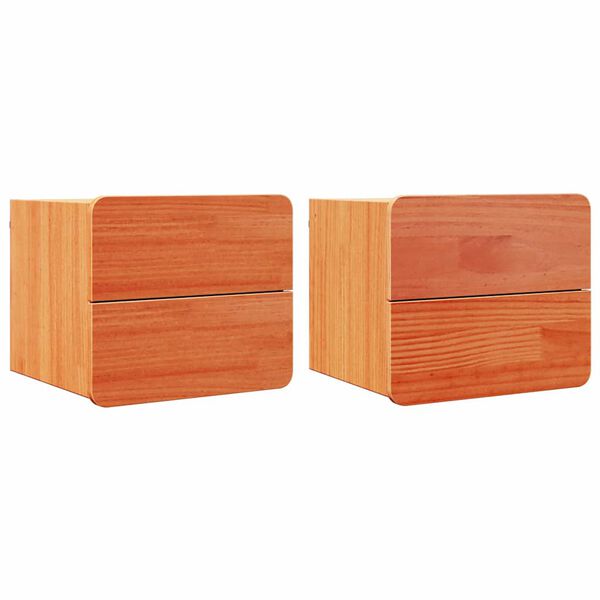 vidaXL N&aacute;ttbor&eth; me&eth; sk&uacute;ffu 2 pcs Br&uacute;nn 39 x 34 x 33 cm Gegnheil fura