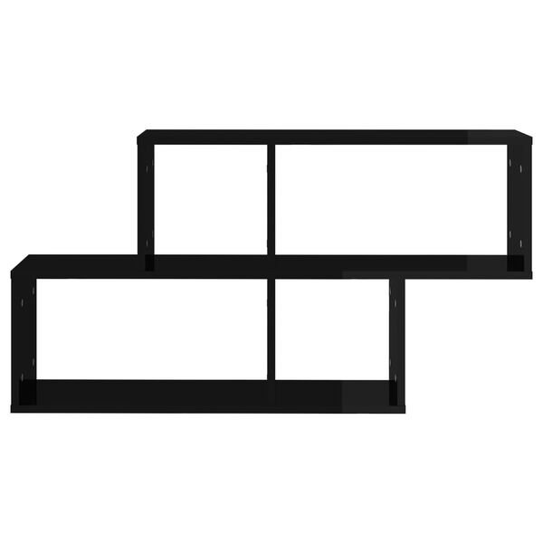 vidaXL Vegghilla Háglans Svartur 100x18x53 cm Samsettur Viður