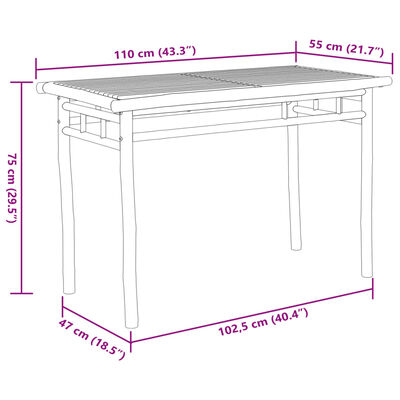 vidaXL Garðborðstofuborð 110x55x75 cm Bambus