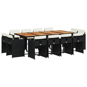 vidaXL 13 Parta Gar&eth;s&oacute;fasett me&eth; Sessum Svart P&oacute;l&yacute;rattan