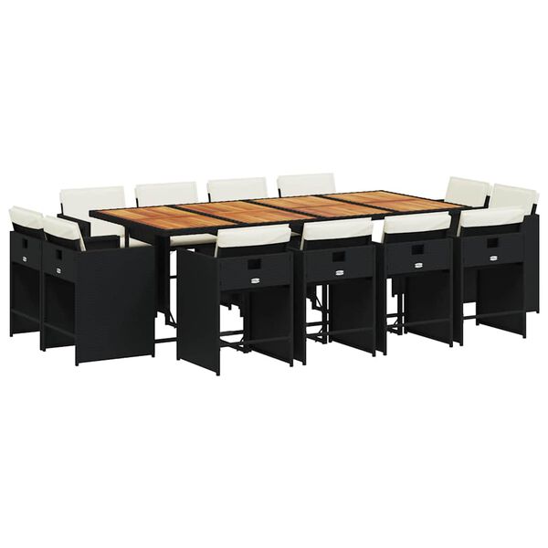 vidaXL 13 Parta Gar&eth;s&oacute;fasett me&eth; Sessum Svart P&oacute;l&yacute;rattan