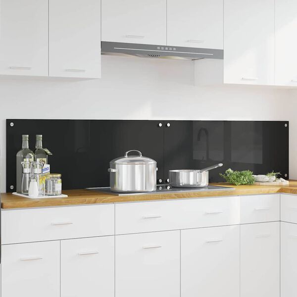 vidaXL Eldhús Backsplash 2 pcs Svartur 100 x 40 cm hertuð gler