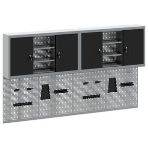 vidaXL Verkf&aelig;rask&aacute;pasett me&eth; hillu 6 pcs Svartur Dufth&uacute;&eth;a&eth; st&aacute;l