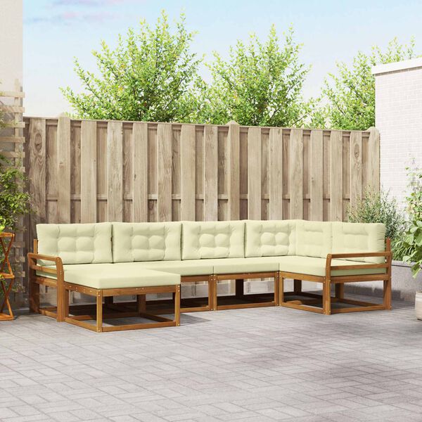 vidaXL &Uacute;ti s&oacute;fasett me&eth; p&uacute;&eth;i 6 pcs N&aacute;tt&uacute;rulegt og Krem