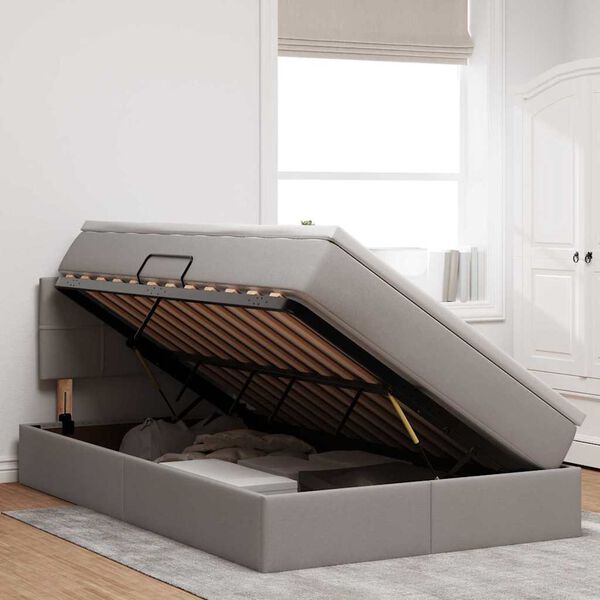 vidaXL R&uacute;m me&eth; geymslur&yacute;mi og LED me&eth; d&yacute;nu M&oacute;gr&aacute;r 120 x 190 cm d&uacute;kur