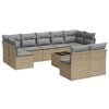 vidaXL 10 Hluta Gar&eth;s&oacute;fasett me&eth; Sessum Drappa&eth; P&oacute;l&yacute;rattan