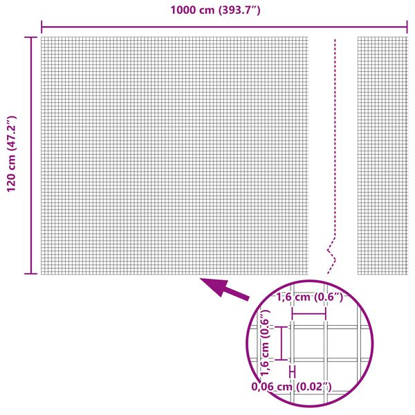 vidaXL Suðuvírs girðing Silfur 1.2 x 10 m Stál