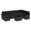 vidaXL Gar&eth;s&oacute;fa sett me&eth; p&uacute;&eth;i me&eth; geymslu 9 pcs Svartur Poly rattan