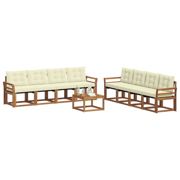 vidaXL &Uacute;ti s&oacute;fasett me&eth; p&uacute;&eth;i 9 pcs N&aacute;tt&uacute;rulegt og Krem