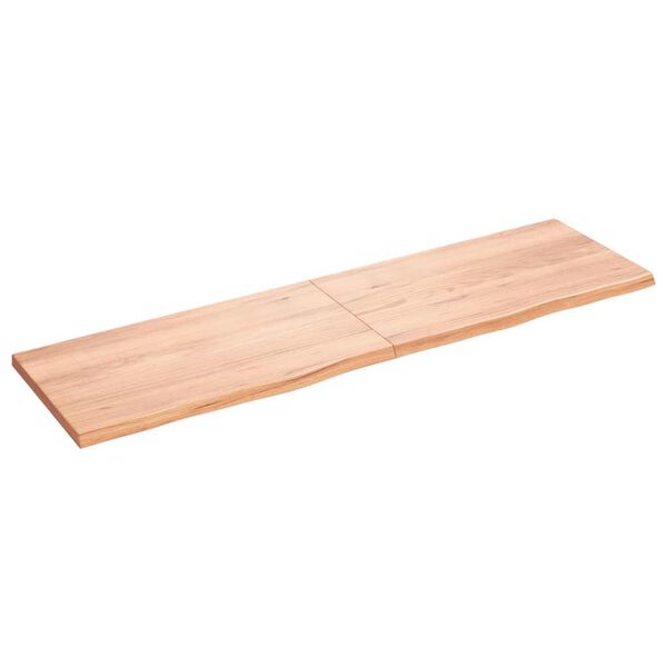 vidaXL Vegghilla Lj&oacute;sbr&uacute;n 180x50x(2-4) cm Me&eth;h&ouml;ndlu&eth; Gegnheil Eik