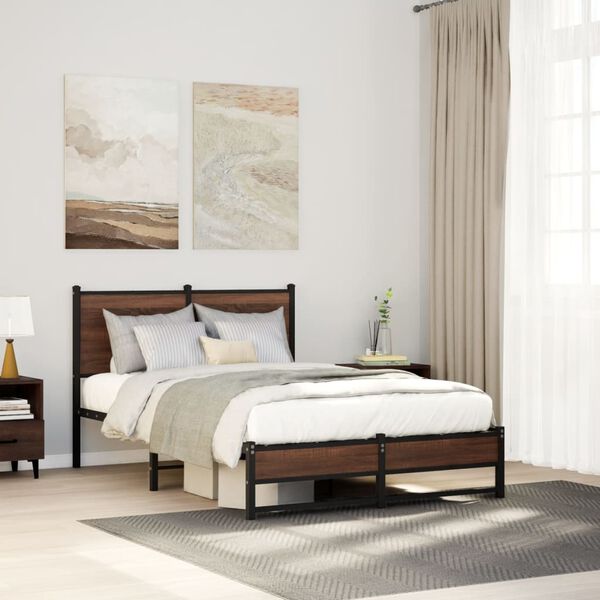 vidaXL m&aacute;lm r&uacute;mgrind &aacute;n d&yacute;nu Br&uacute;n eik 120x200 cm