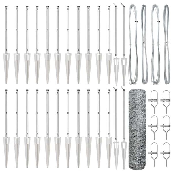 vidaXL Gir&eth;ingarp&oacute;stur Silfur 50 x 0,6 m (36 mm net) St&aacute;l