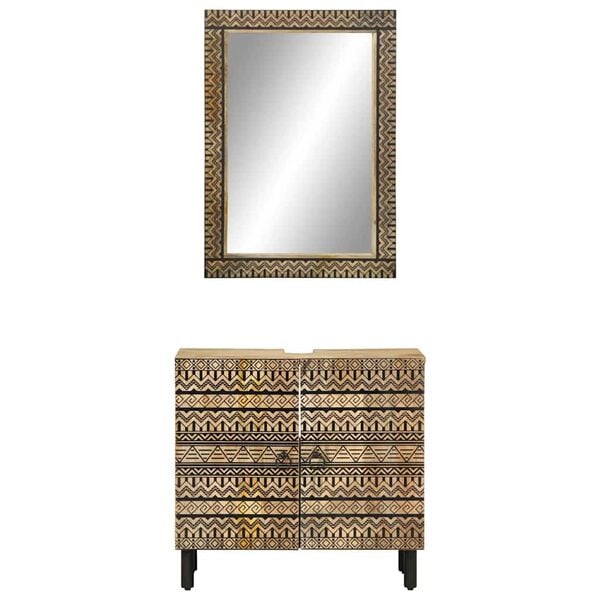 vidaXL Baðherbergishúsgagnasett 2 Hlutir Gegnheill Mangóviður