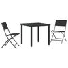 vidaXL Gar&eth;ur bor&eth;sett 3 pcs Svartur Dufth&uacute;&eth;a&eth; st&aacute;l
