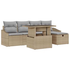 vidaXL Gar&eth;s&oacute;fa sett me&eth; p&uacute;&eth;i me&eth; geymslu 6 pcs p&oacute;l&yacute;rattan
