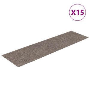 vidaXL Stigamottur sj&aacute;lfl&iacute;mandi 15 stk 76x20 cm beige r&eacute;tthyrndar