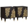 vidaXL N&aacute;ttbor&eth; me&eth; dyrum 2 pcs Svartur 40 x 33 x 46 cm Hart mang&oacute;tr&eacute;