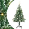 vidaXL Gervij&oacute;latr&eacute; me&eth; Snj&oacute;fl&ouml;kt og LED Lj&oacute;s Gr&aelig;nn og hv&iacute;tur 150 cm