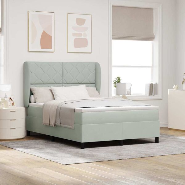 vidaXL Kassi vorinn r&uacute;m me&eth; d&yacute;nu Lj&oacute;sgr&aacute;r 200 x 140 cm P&oacute;l&yacute;ester