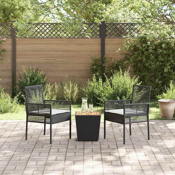 vidaXL Garð Bistro Set 3 pcs Svartur Poly rattan
