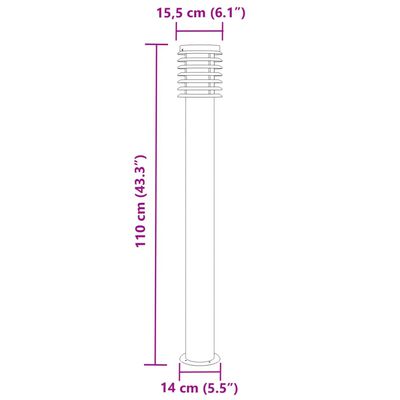 vidaXL Útiljós Frístandandi 110 cm Silfurlitað Ryðfrítt Stál