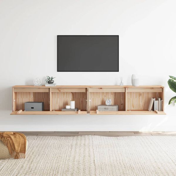 vidaXL Veggskápar 2 stk. 100x30x35 cm Gegnheil Fura