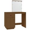 vidaXL Snyrtibor&eth; me&eth; LED-lj&oacute;sum Br&uacute;nt 95x50x133,5 cm Gegnheil Fura