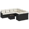 vidaXL Gar&eth;s&oacute;fa sett me&eth; p&uacute;&eth;i me&eth; geymslu 9 pcs Svartur p&oacute;l&yacute;rattan