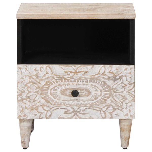 vidaXL R&uacute;mfatask&aacute;pur me&eth; sk&uacute;ffu Hv&iacute;tt 40 x 33 x 46 cm Hart mang&oacute;tr&eacute;