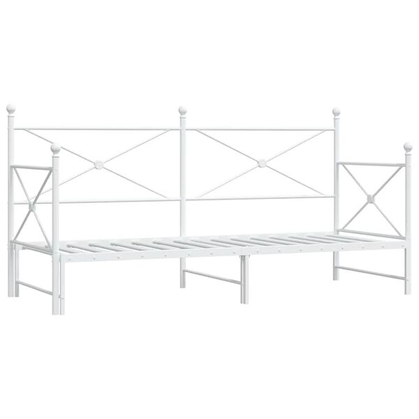 vidaXL Daybed me&eth; r&uacute;llu &aacute;n d&yacute;nu Hv&iacute;tt 90x190 cm St&aacute;l