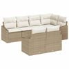 vidaXL Gar&eth;s&oacute;fa sett me&eth; p&uacute;&eth;i 7 pcs Beige og Hv&iacute;tt p&oacute;l&yacute;rattan