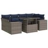 vidaXL 7 stykki gar&eth;s&oacute;fasett me&eth; p&uacute;&eth;um Grey Poly Rattan Akas&iacute;uvi&eth;ur