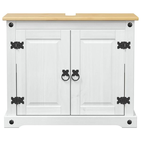 vidaXL Vaskask&aacute;pur me&eth; hillu Hv&iacute;tt 73 x 33 x 60 cm Solid furuhikk