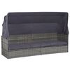 vidaXL Legubekkur me&eth; Tjaldhimni Gr&aacute;r 205x62 cm P&oacute;l&yacute;rattan