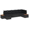 vidaXL Gar&eth;s&oacute;fa sett me&eth; kodda 7 pcs Svartur Poly rattan