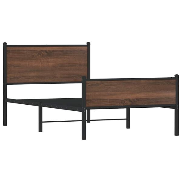 vidaXL Metal R&uacute;mgrind &aacute;n d&yacute;nu Br&uacute;n Eik 100x200 cm