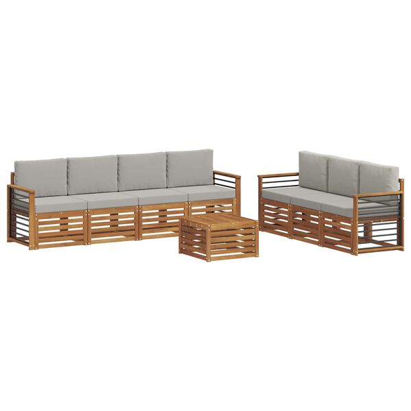 vidaXL S&oacute;fasett 8 pcs N&aacute;tt&uacute;rulegt og Lj&oacute;st Gr&aacute;tt Hrein akas&iacute;utr&eacute;