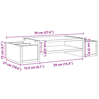 vidaXL Skjástandur með Geymslu Viðarlitur 70x27x15 cm Spónaplata