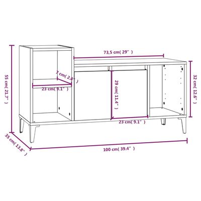 vidaXL Sjónvarpsskápur Grátt Sonoma 100x35x55 cm Samsettur Viður