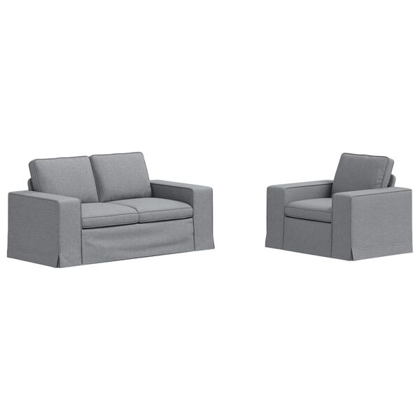 vidaXL S&oacute;fasett 2 pcs Lj&oacute;sgr&aacute;r 182 x 80 x 82 cm d&uacute;kur