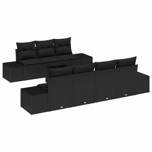 vidaXL Gar&eth;s&oacute;fa sett me&eth; p&uacute;&eth;i me&eth; geymslu 8 pcs Svartur p&oacute;l&yacute;rattan