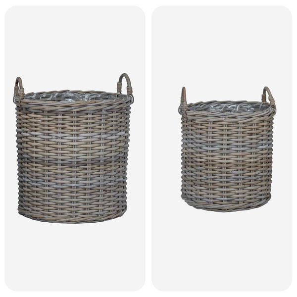 vidaXL Pl&ouml;ntuk&ouml;rfu me&eth; geymslu 2 pcs Gr&aacute;r Lacak Rattan