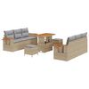 vidaXL Gar&eth;s&oacute;fa sett me&eth; p&uacute;&eth;i 11 pcs Beige og lj&oacute;sgr&aacute;r p&oacute;l&yacute;rattan