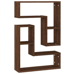 vidaXL Vegghillur 2 stk Br&uacute;n eik 50x15x50 cm Verkfr&aelig;&eth;ivi&eth;ur