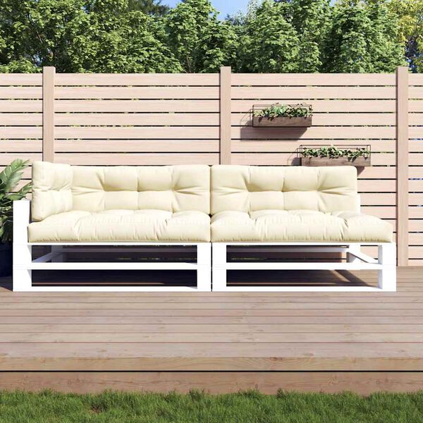 vidaXL Púðar fyrir Pallettusófa 5 stk Rjómahvítir Tauáklæði