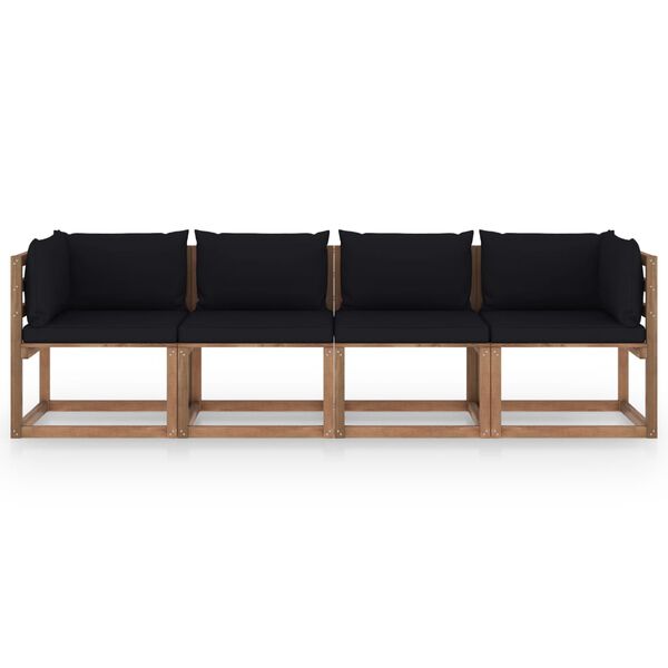 vidaXL 4 S&aelig;ta Gar&eth;s&oacute;fi &uacute;r Brettum me&eth; Sessum Gagnvarin Fura